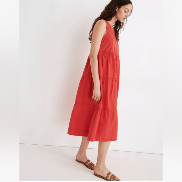 Madewell cattail tiered midi dress - Picture 2 of 16